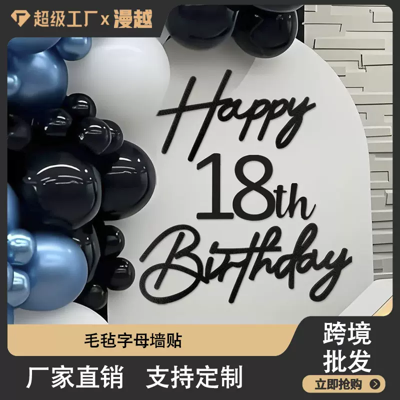 跨境生日快乐墙贴挂饰 带数字生日背景墙装饰 婴儿宴派对布置道具
