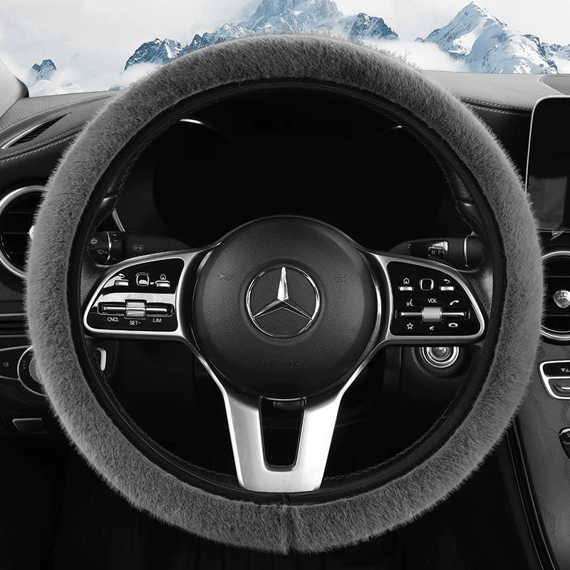 Безворсовый чехол на руль, Зимний короткий плюшевый чехол на ручку автомобиля, теплый нескользящий, имитация меха норки, украшение интерьера, универсальный
