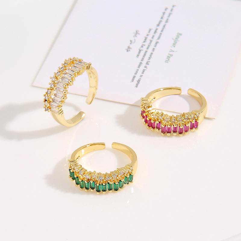 Fashion Geometric Copper Inlaid Zircon Rings