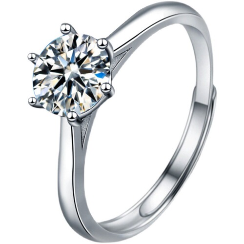 Classic Six-claw Moissanite Ring for Women, Pt950 Silver Plated with Platinum, 3 Carat Closed, Live Stream Supply Chain Wholesale