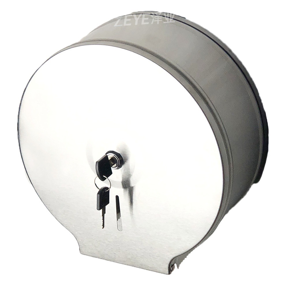 304 Stainless Steel Large Roll Paper Box Hotel Public Toilet Bathroom Wall-Mounted Hand Towel Round Paper Towel Toilet Paper Holder