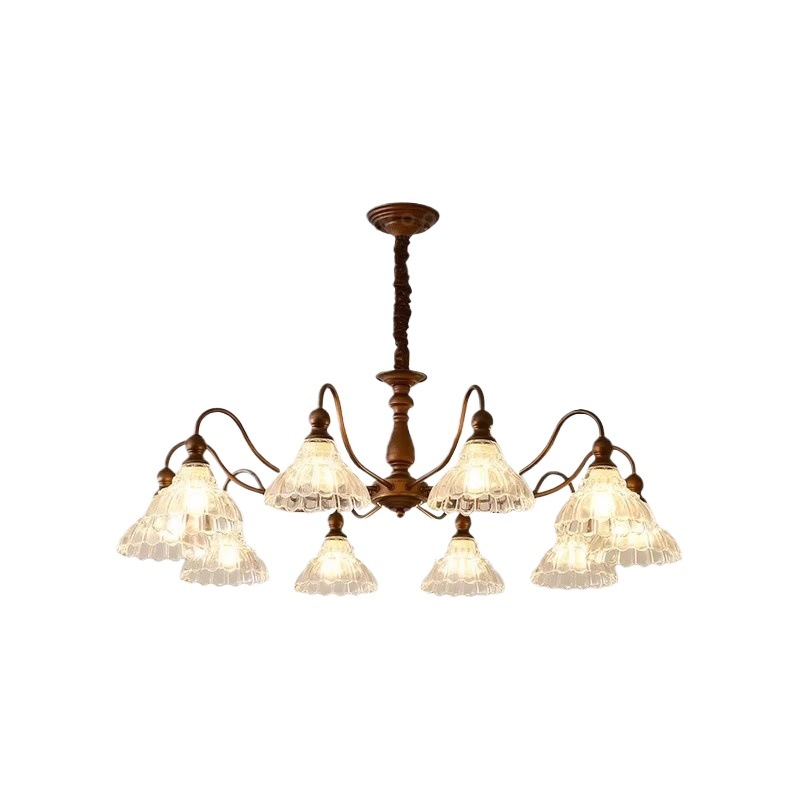 Nuevo estilo francés lámpara de la sala de estar lámpara de dormitorio medieval americana retro lámpara de vestíbulo lámpara de hotel lámpara de comedor lámpara de vidrio