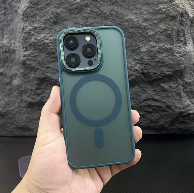 IPhone15Promaxドリルレンズの肌感フロスト磁気吸引携帯ケースリンゴ14転倒防止保護カバーを適用|undefined