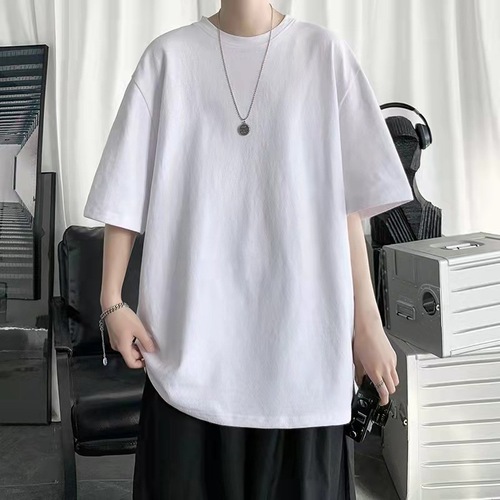 T-shirt half-sleeved solid color short-sleeved casual style men's 2023 summer new style five-point short-sleeved trend Korean version loose for men and women