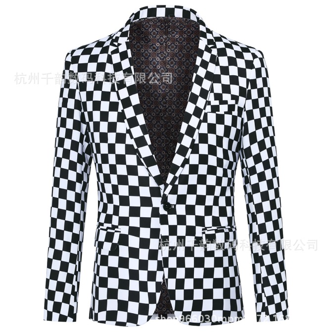 2025 Foreign Trade New Men's Single-breasted Flat Barge Collar Single West Three-color Flip Patch Bag Suit