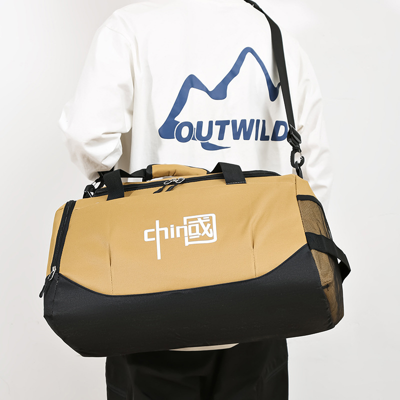 Bolsa de viaje portátil de almacenamiento ligero de corta distancia de gran capacidad, bolsa de lona, bolsa de fitness deportiva, bolsa de mensajero separada seca y húmeda para hombre