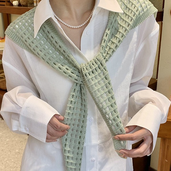 Hollow-Out Knitted Small Shawl for Women, Fashionable and High-End, Suitable for Air-Conditioned Rooms, Summer Wear with Dresses, Sun Protection Shawl