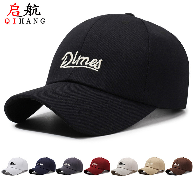 帽子女英文刺繡棒球帽韓版大頭圍百搭鴨舌帽顯臉小遮陽防曬潮牌帽