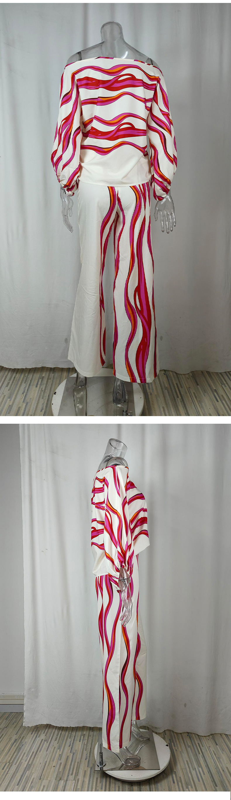 Fashionable Women's Printed Top And Wide Leg Pants Set For Spring_voghion.com
