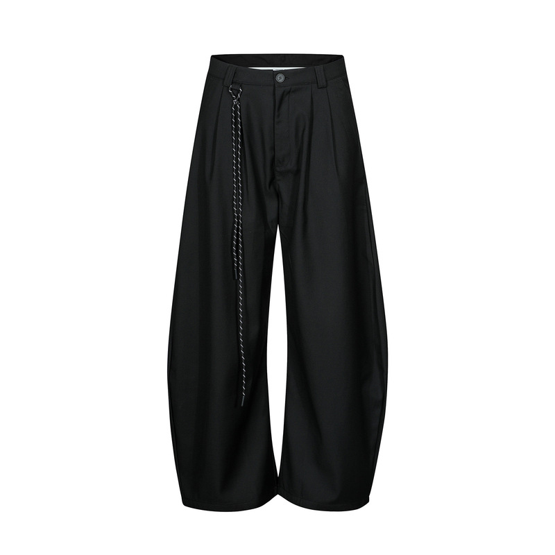 25055 American Retro Unisex Street Fashion Deconstructed Design Men's Loose Scimitar-Shaped Draped Trousers