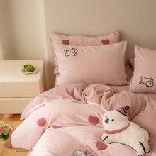 南通家纺A类冬季华夫格牛奶绒四件套被套床单儿童3件母婴级保暖