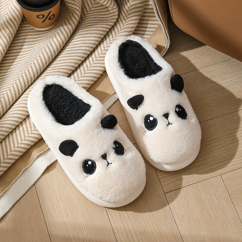 Панда хлопчатобумажные тапочки зимняя подошва утолщена домашняя внешняя торговля трансграничная хлопковая мультяшная плюшевая зимняя студенческая пара тапочки