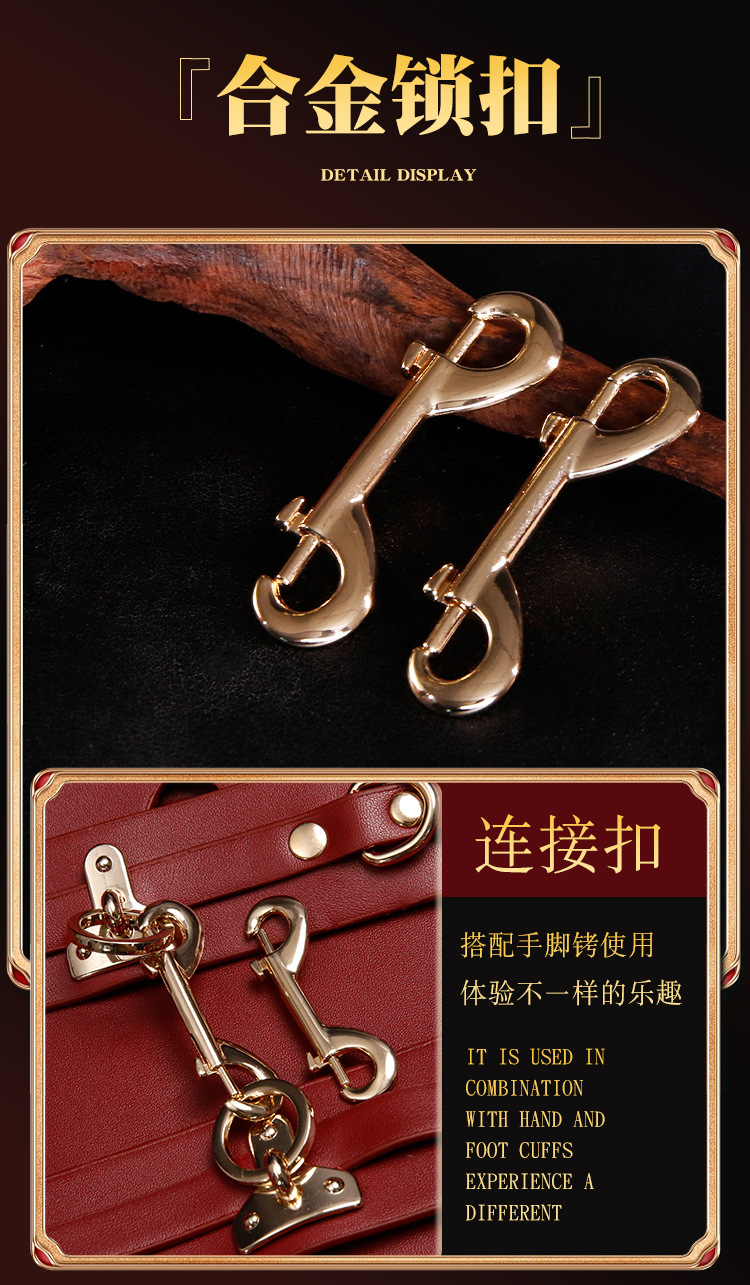 SM Dark Knight Bondage Kit with Handcuffs, Mouth Ball and Nipple Clamps in Wine Red — detail image 15
