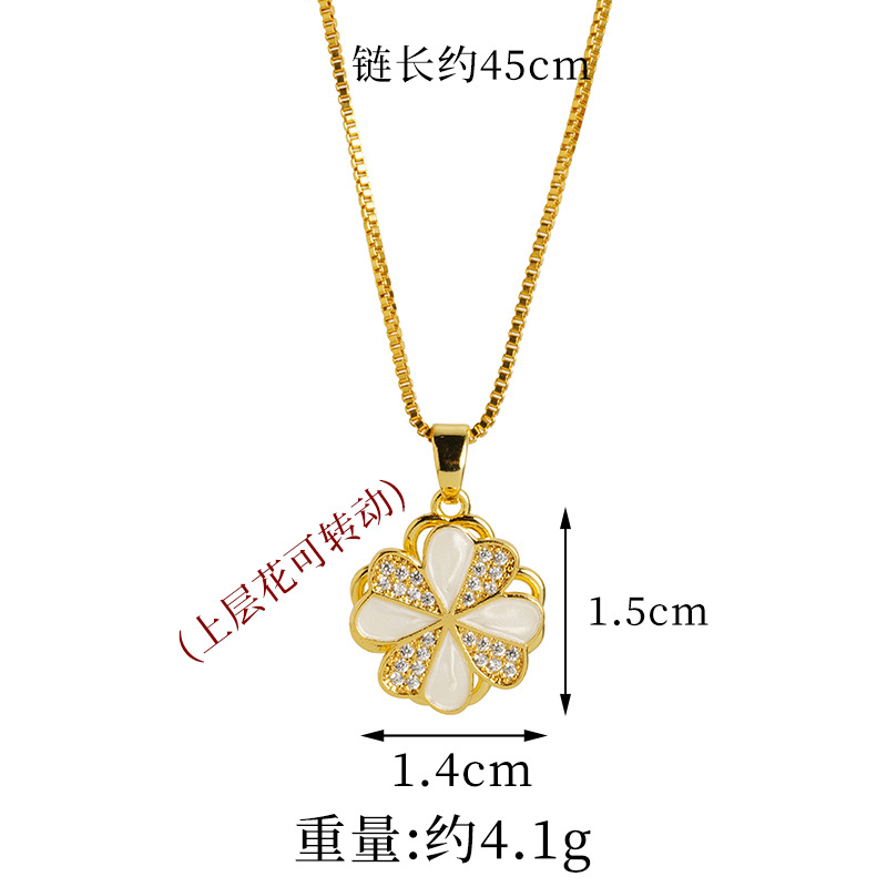 Vietnam diamantes de oro blanco flores combinación de collar sencillo anillo de lujo ligero para mujeres aretes de estilo elegante