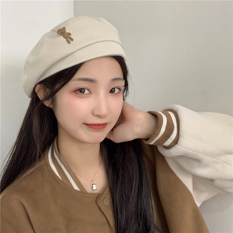 Sombrero para mujer Primavera y otoño nuevo estudiante lindo boina pequeña primavera cara de aspecto pequeño sombrero de pintor boina moda