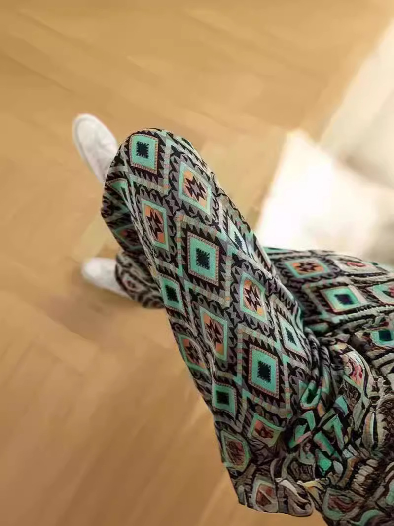 아이스 실크 쿨 쉐이킹 캐주얼 바지 여름 안티 모기 하렌 바지 발목 묶인 바지 어머니 바지 여성용 긴 발목 길이 바지 플러스 사이즈