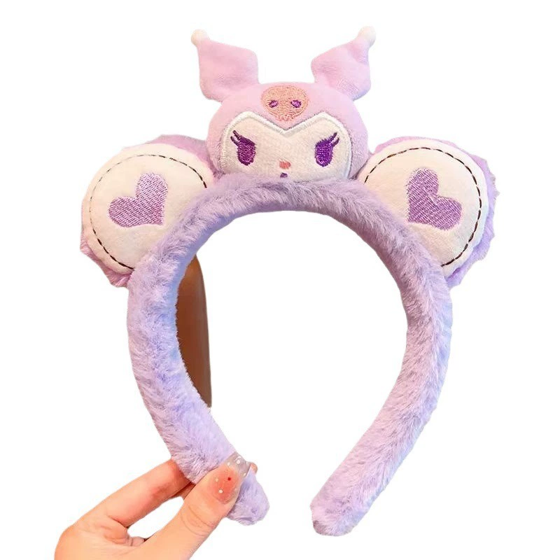 Sanrio, мультяшная детская симпатичная головная повязка, высококачественный плюшевый аксессуар для волос для умывания лица