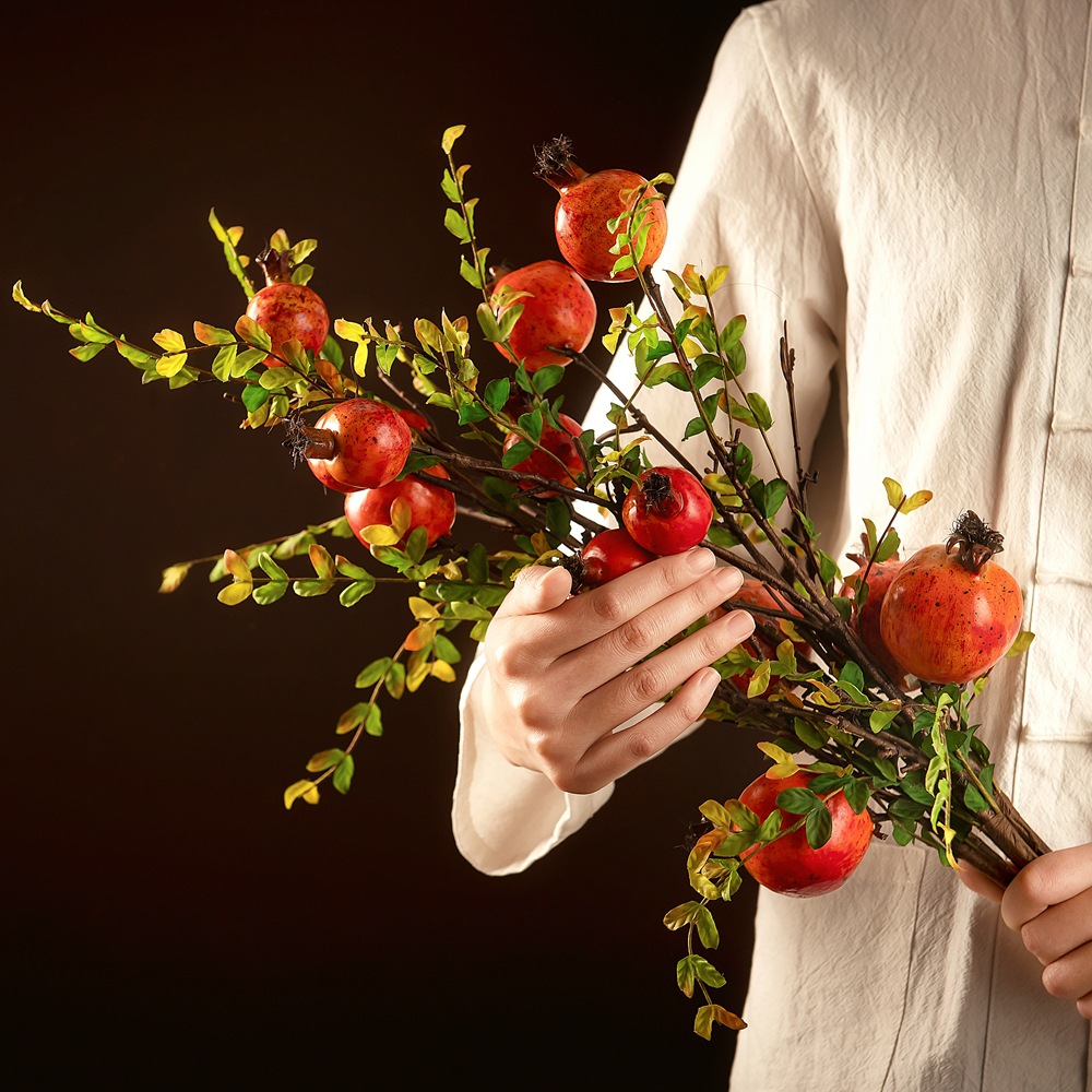 仿真石榴果子批發豆枝漿果廠家仿真花外貿家庭裝飾婚慶假花GFT243