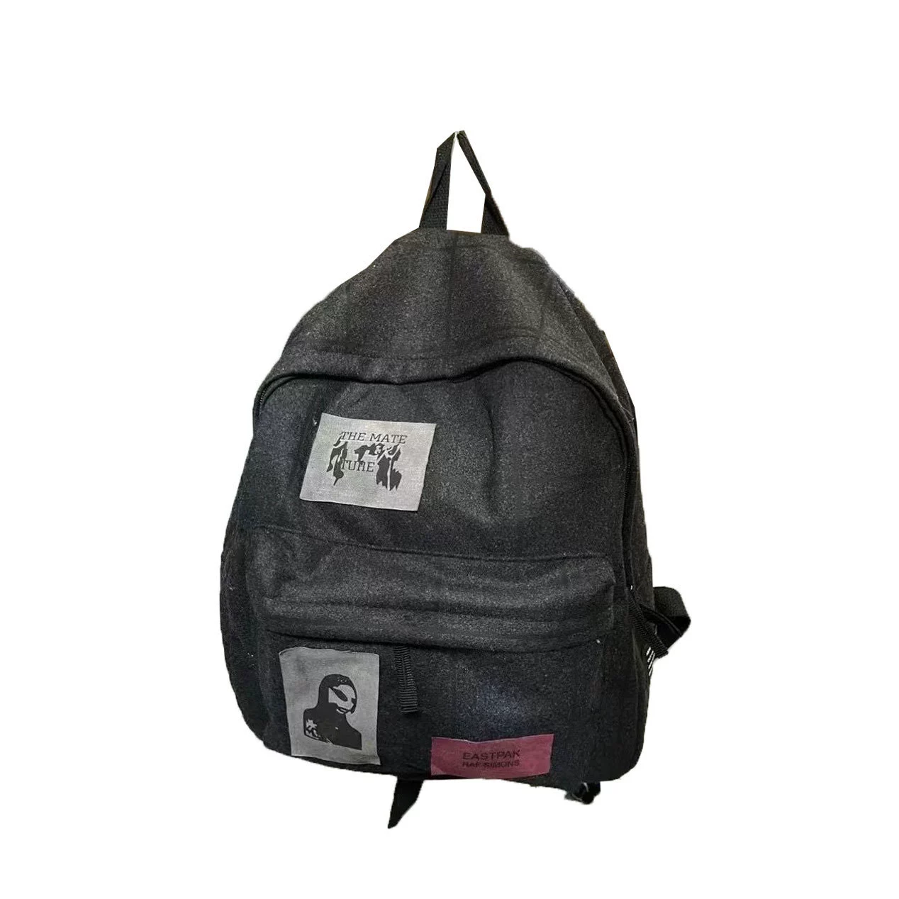 Backpack Raf Simons, wool patch applique, black, lightweight 0.36 kg