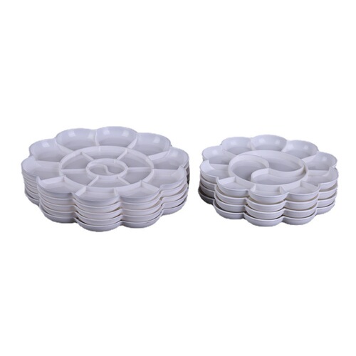 Factory-Wholesale Plum Blossom Color Palette, 10-Compartment Ceramic-Look Paint Board – White Watercolor & Gouache Art Painting, Mixing Box, and Coloring Supplies