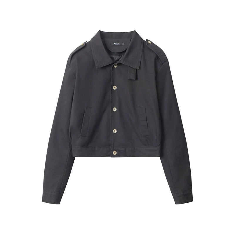 Short Jacket (HeyHenry) Cropped Autumn Tailored Jacket, Stand Collar & Button Front