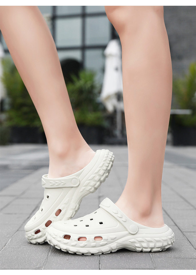 Dép sandal nam bít mũi đế lốp kiểu lỗ thoáng khí, đi biển và sinh hoạt hè — màu kaki, trắng, xám, đen chi tiết 33