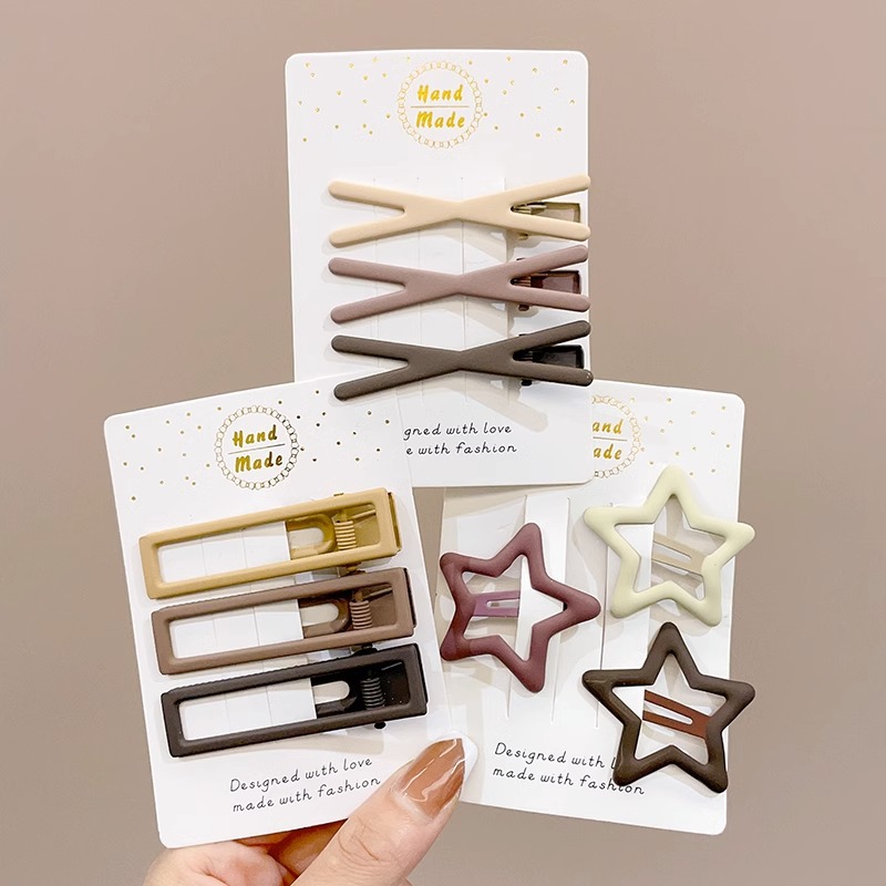 Clip de flequillo de color café con leche, pinza para el cabello estrella, prensa, accesorios para el cabello para mujer 2025, accesorios para el cabello, clips para cabello roto, clips laterales, clips bb