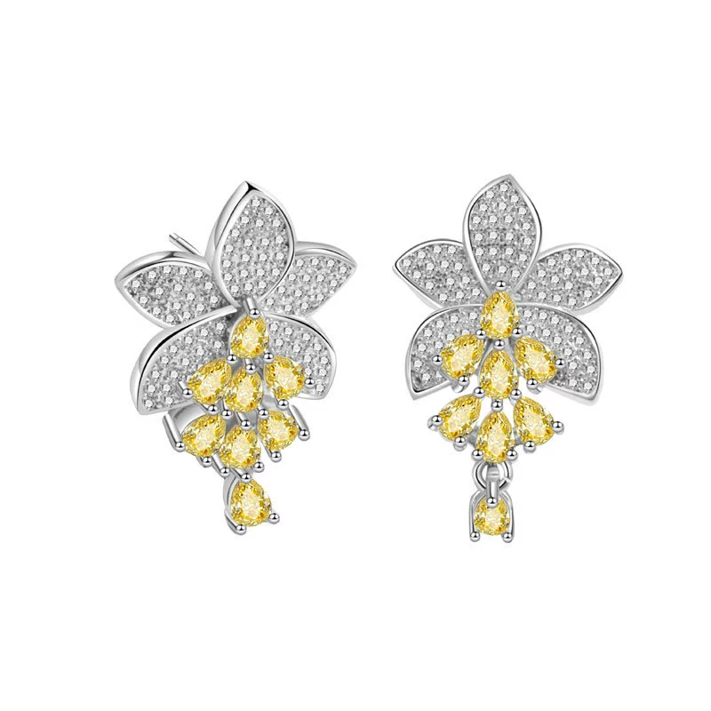 Fashionable earrings, universal dress, Japanese and Korean, flowered, wholesale