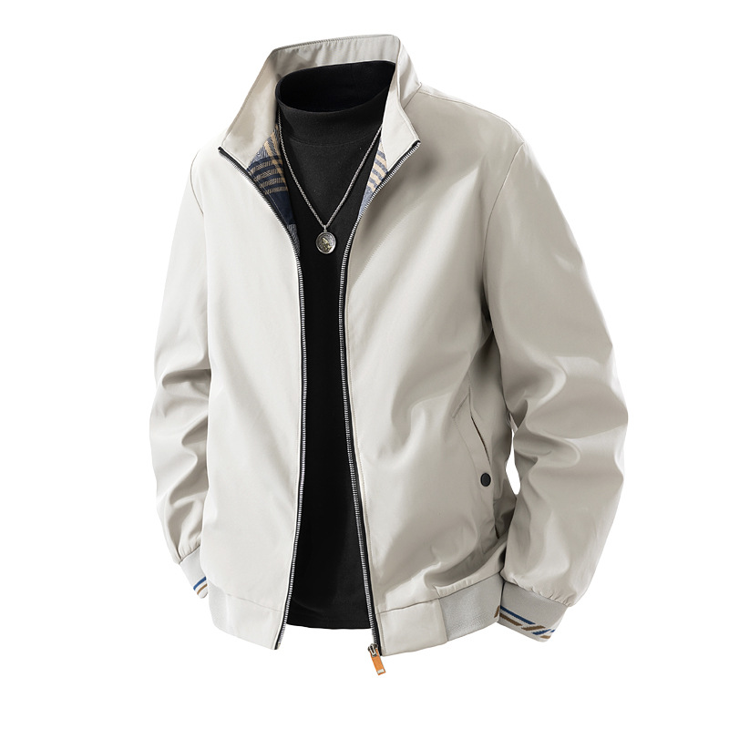 Nuevas chaquetas de hombre de otoño transfronterizas de moda casuales de cuello de color sólido chaqueta de negocios de mediana edad chaqueta