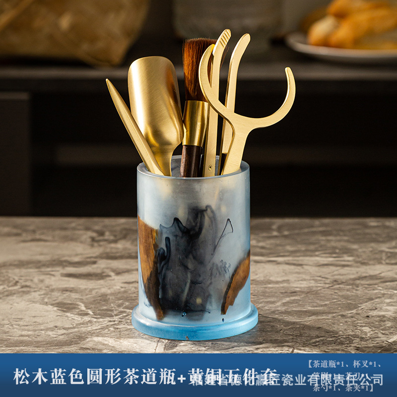 Ceremonia del té seis caballeros set kung fu accesorios de té suministros de almacenamiento de taza de té almohadilla herramientas de preparación de té adornos de mesa de té