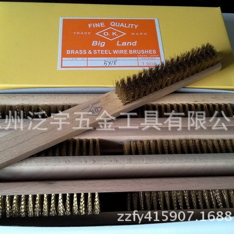 日本进口OK铜丝刷木柄铜刷清洁除锈刷钢刷抛光文玩