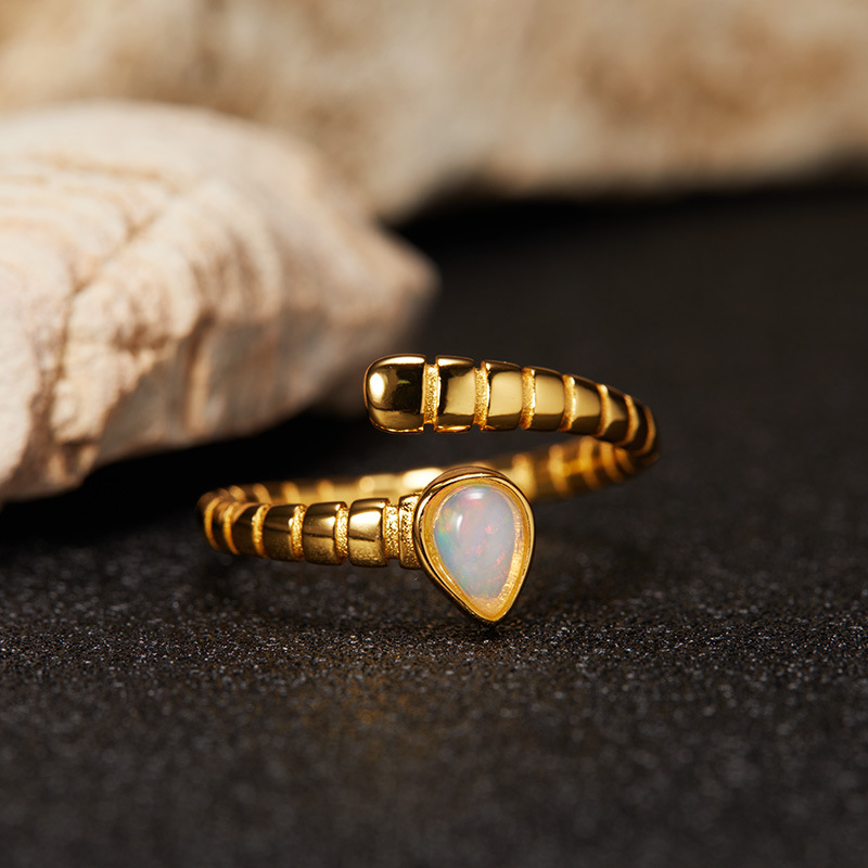 3g Weight Open Rings Classification Adjustable Ring Size 1 Piece Quantity Daily, Street Occasion 925 Sterling Silver, natural stone, Crystal Material Geometric Pattern All Seasons Season Women's Gender Simple Style, Classic Style Style 925 Sterling Silver Natural Stone Crystal Geometric Open Rings 4