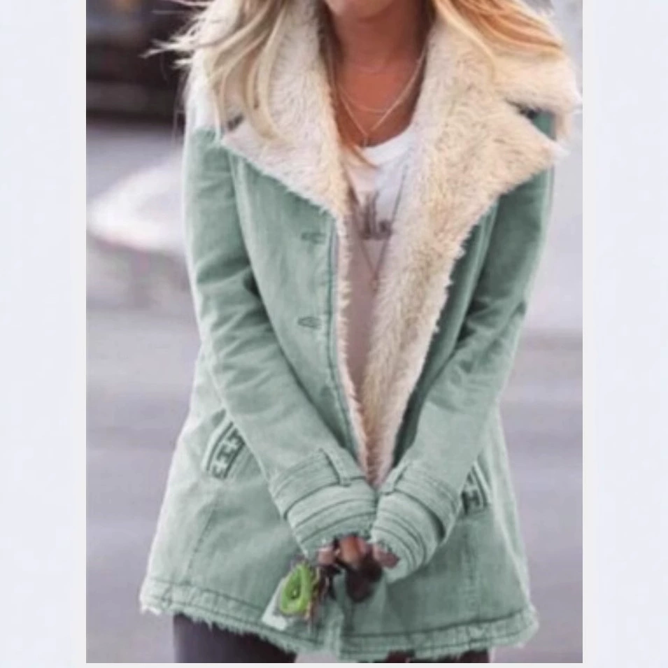 demi‑season fleece jacket, long sleeve, faux‑sherpa lined, regular fit S–5XL