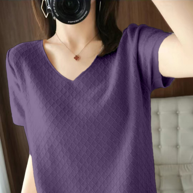 2025春季新款棉纯色毛线衫女士圆领内搭针织毛衣长袖打底上衣外穿
