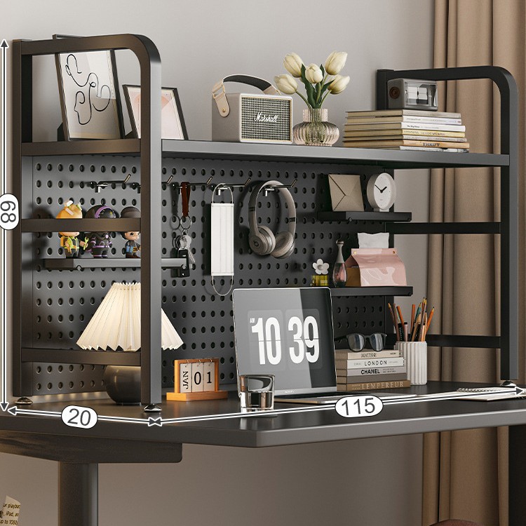 Agujero de escritorio tablero de hierro estantería escritorio rack de almacenamiento dormitorio estante de almacenamiento en capas escritorio hogar organizador rack