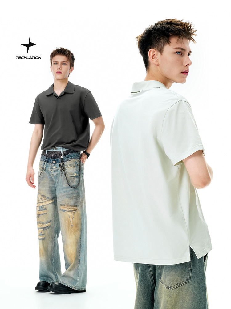 JIE ZHAN MEN'S | COOLMAX シーガルカラー Tシャツ 25年春夏新作 アウトドア 通勤 速乾 半袖 POLOシャツ