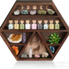 跨境木质多边形壁挂工艺品水晶展示架蝴蝶手工挂饰置物架挂件家居