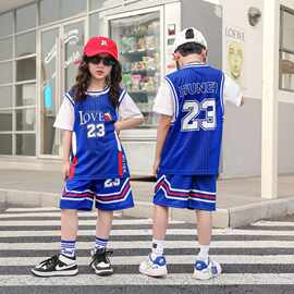儿童篮球服套装男童短袖运动服小学生幼儿园表演服装男孩女童球衣