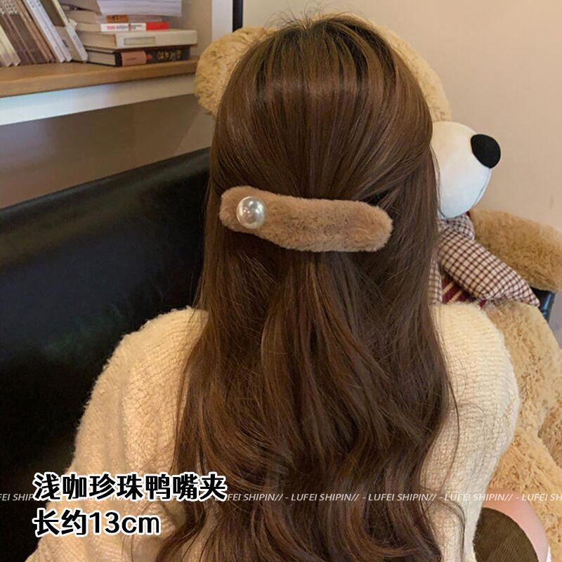早春配饰玫瑰花白色花朵发夹大号鸭嘴夹女2025年新款高级感发饰品|undefined