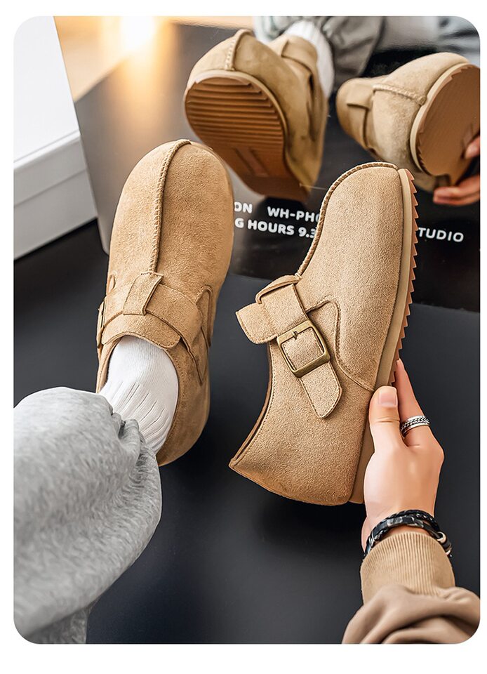 Giày lười nam mũi tròn phong cách retro, dễ xỏ, chống trượt, gót vừa 3-5 cm — 2873 màu kaki, 2873 màu vàng, 2873 màu đen chi tiết 16