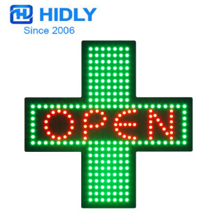 cross-border export to US Europe 48cm Green cross screen LED open cross sign