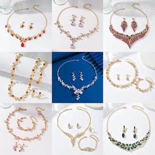 Metal golden water, necklace, jewelry for bride, accessory, European style