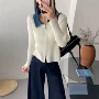 新款秋冬翻领拼接开衫