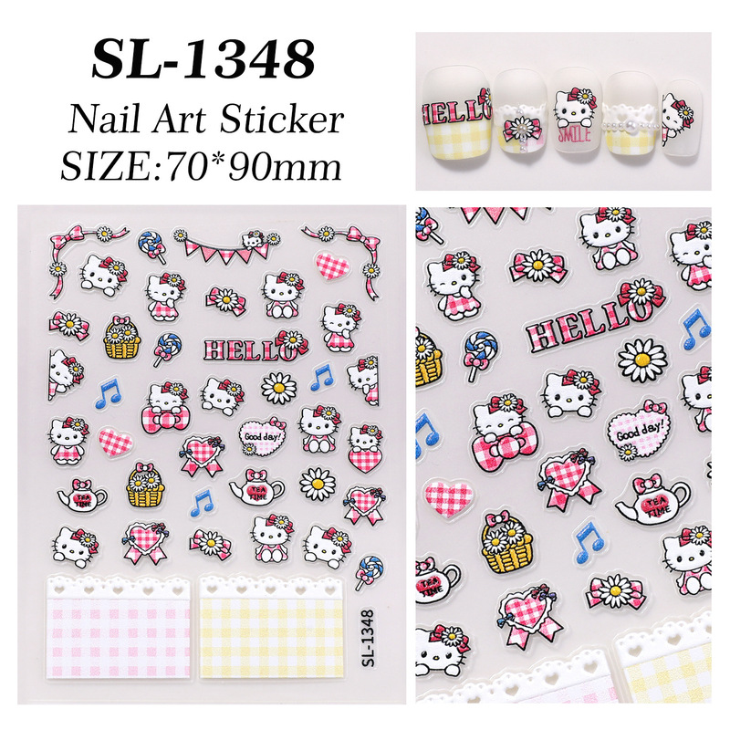 可爱KT猫美甲贴纸5D浮雕立体卡通hellokitty猫指甲贴纸饰品 SL款|undefined