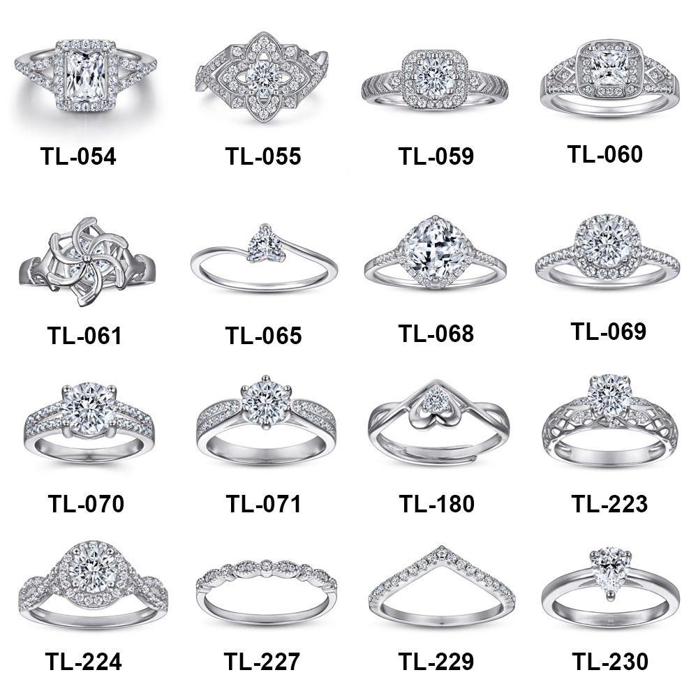Tonglin europeo y americano nuevo anillo de Plata de Ley 925 anillo de combinación de las mujeres anillo de compromiso de boda anillo de circón al por mayor image 5