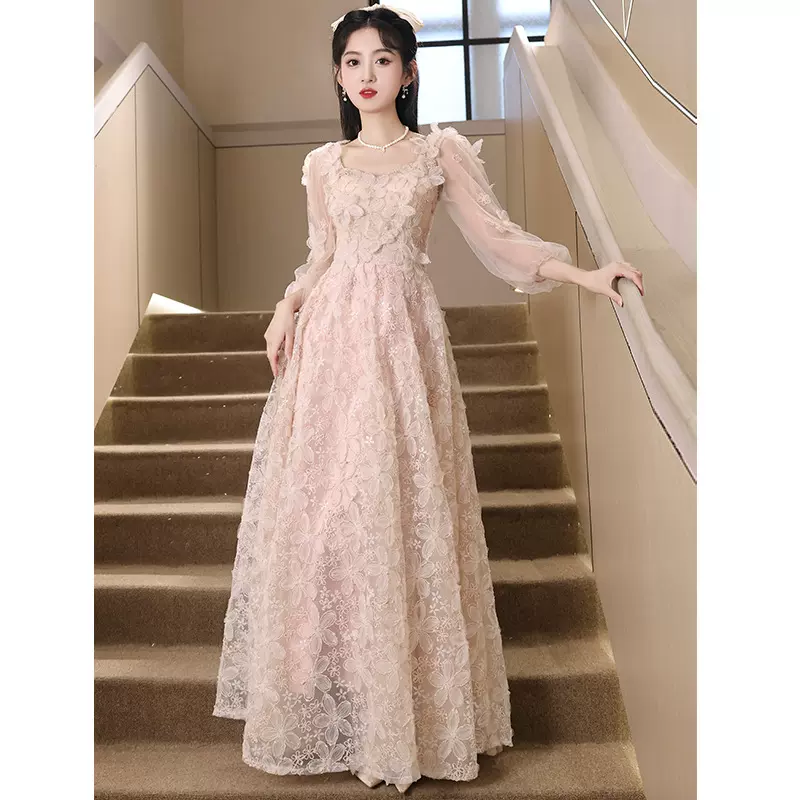 年会晚礼服裙女高端新款高级感轻奢小众高端法式名媛高贵仙气粉色