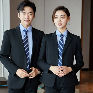 2023新款夏男女同款西装套装修身显瘦工作服商务银行4S面试西服
