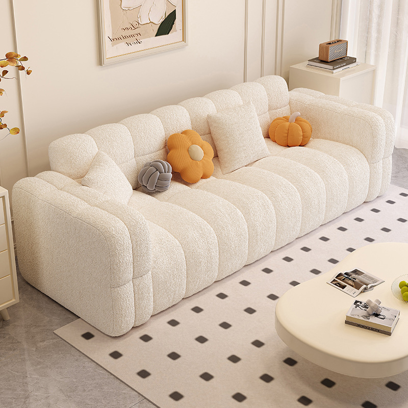 Marshmallow Sofa Small Apartment Rental Cream Style Sofa Floor-Standing Double Leisure Sofa Straight Lazy Sofa
