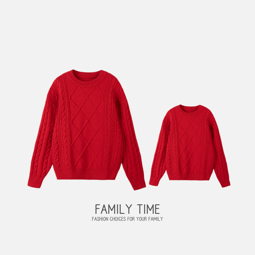  Autumn/Winter New Parent-Child Outfits for a Family of Four, Knitted Sweaters for Boys and Girls, Casual and Versatile Fashion Trends