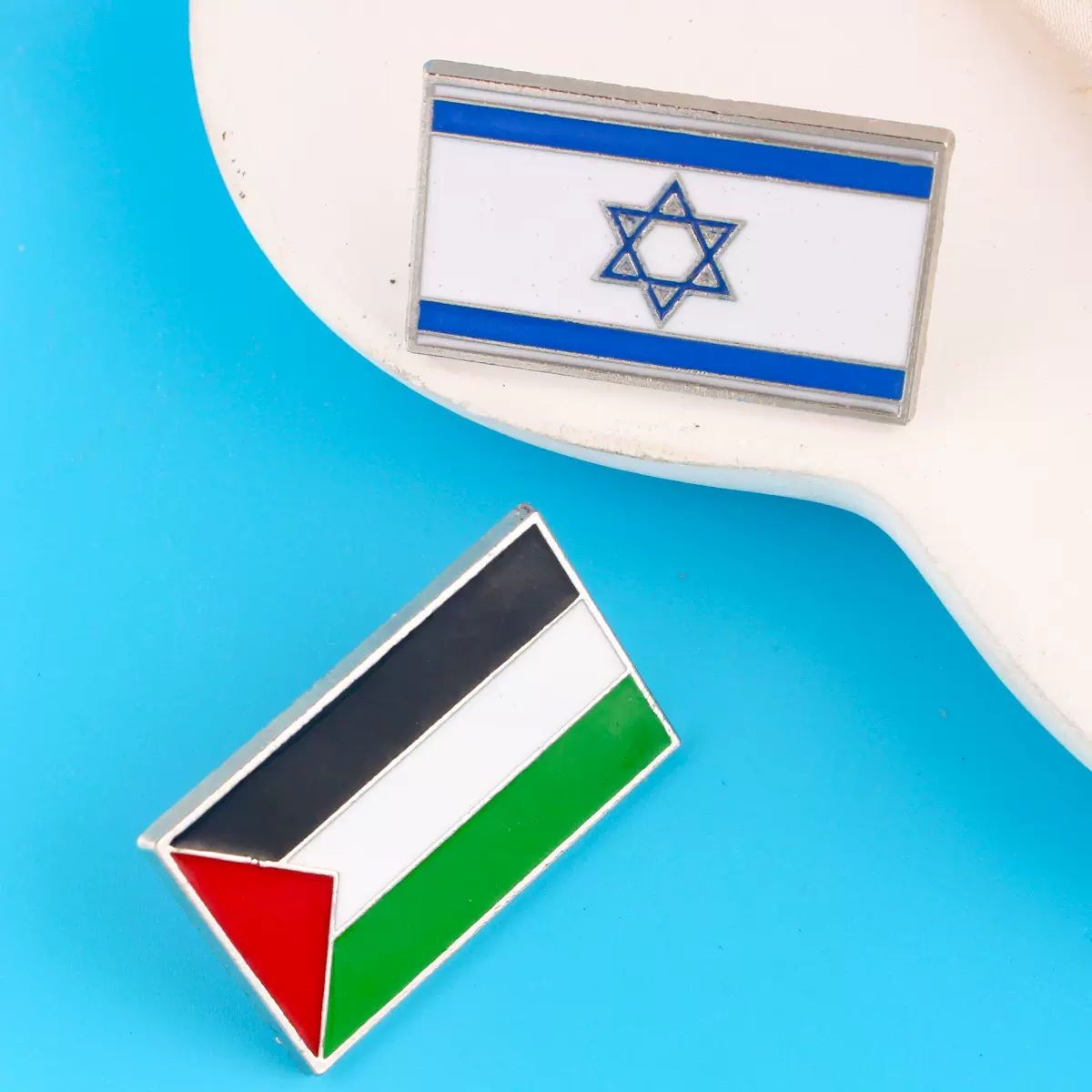 跨境热销简约珐琅滴油锌合金以色列国旗胸针巴勒斯坦旗帜金属徽章